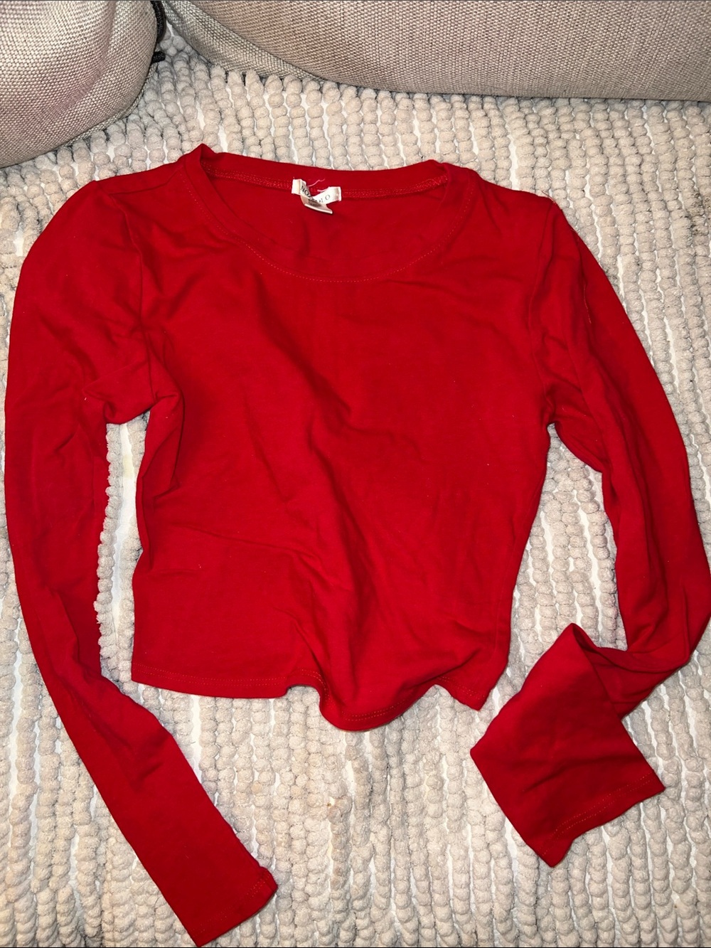 Bozzolo Red Long-Sleeve Scoop Neck Top